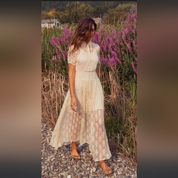 Christy Dawn Winslet Dress Jasmine Rye Brown Cream Floral Print 100% Silk Size S - Picture 12 of 15